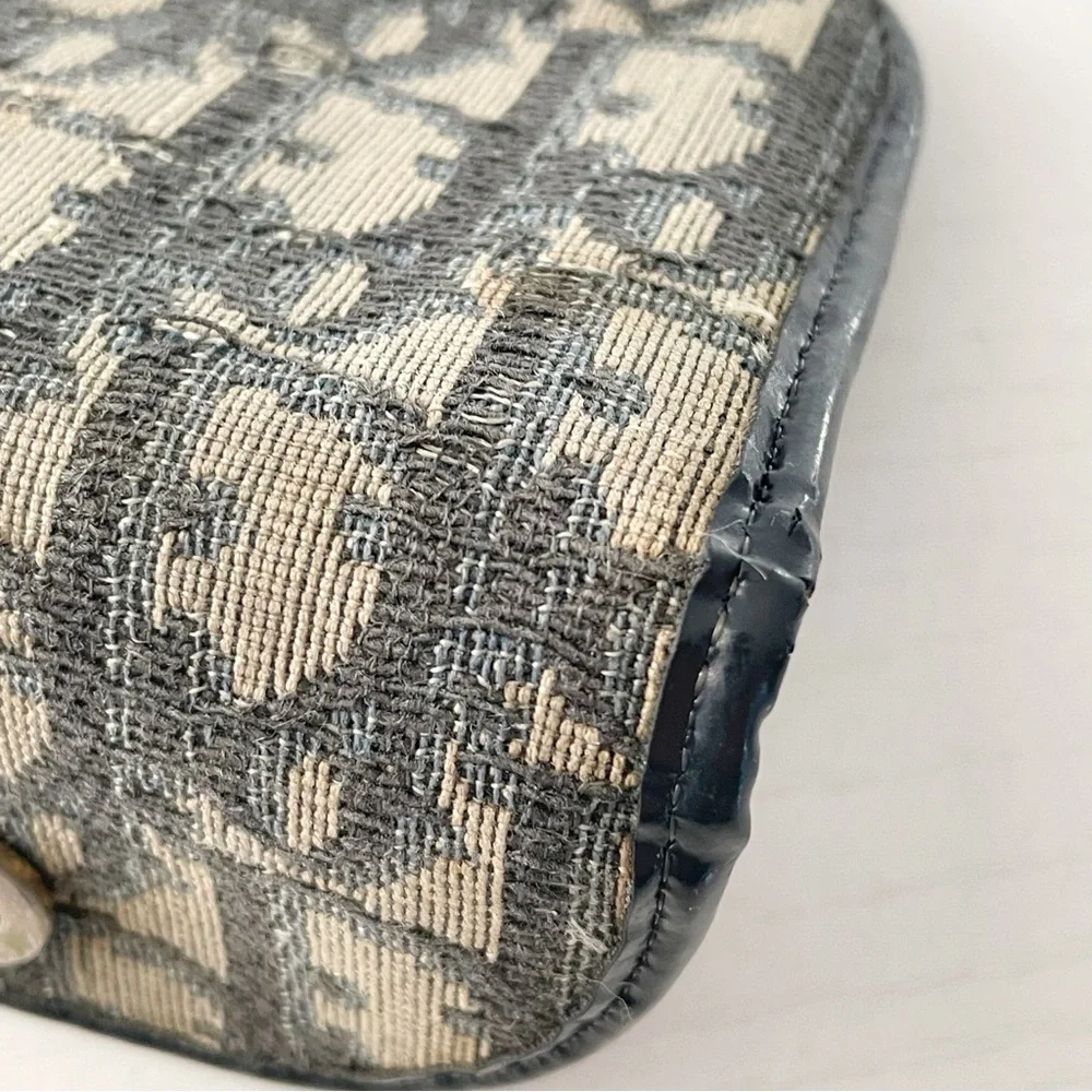 Christian Dior vintage blue trotter monogram canvas pouch